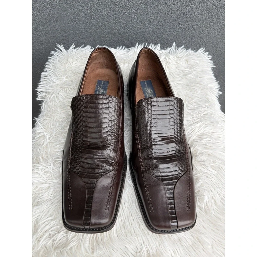 Giorgio Brutini Shoes Mens Size 13 M Brown Leather Snakeskin Dress Loafers